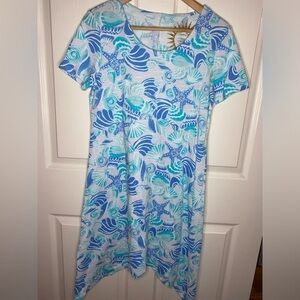 Mermaid Dress, Nautical Shell Print Swim Coverup Dress, Perfect for the Beach S